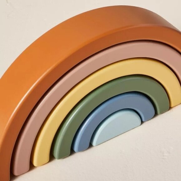 Hearth & Hand Magnolia Toy oy Rainbow Wooden Block Stacker - 6pc - Picture 3 of 4